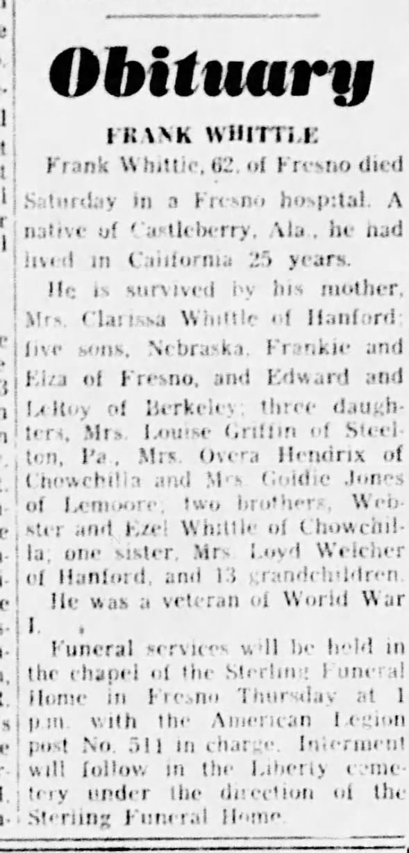 Clipping from The Hanford Sentinel